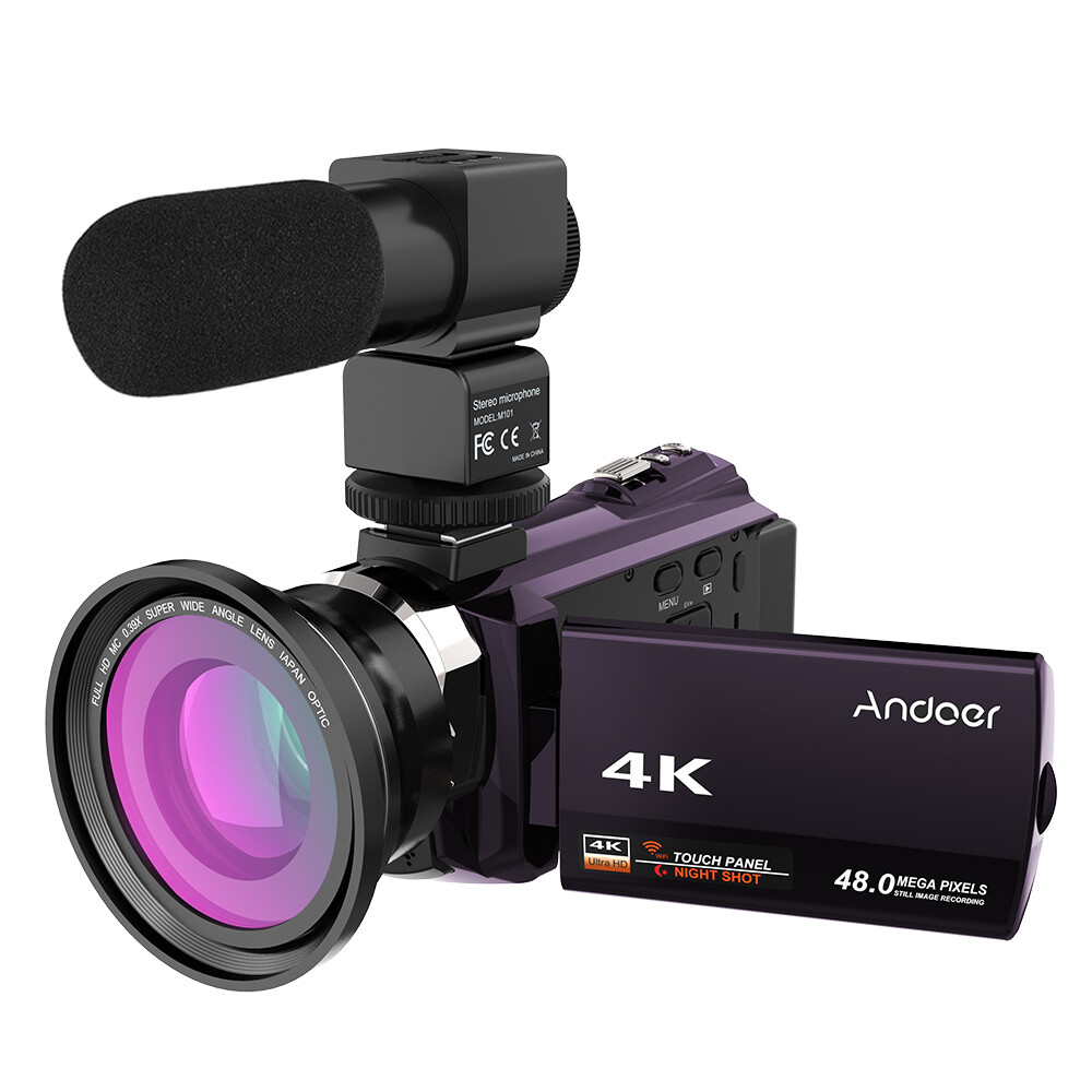 Câmera de vídeo digital Wi-Fi Andoer 4K 1080P 48MP